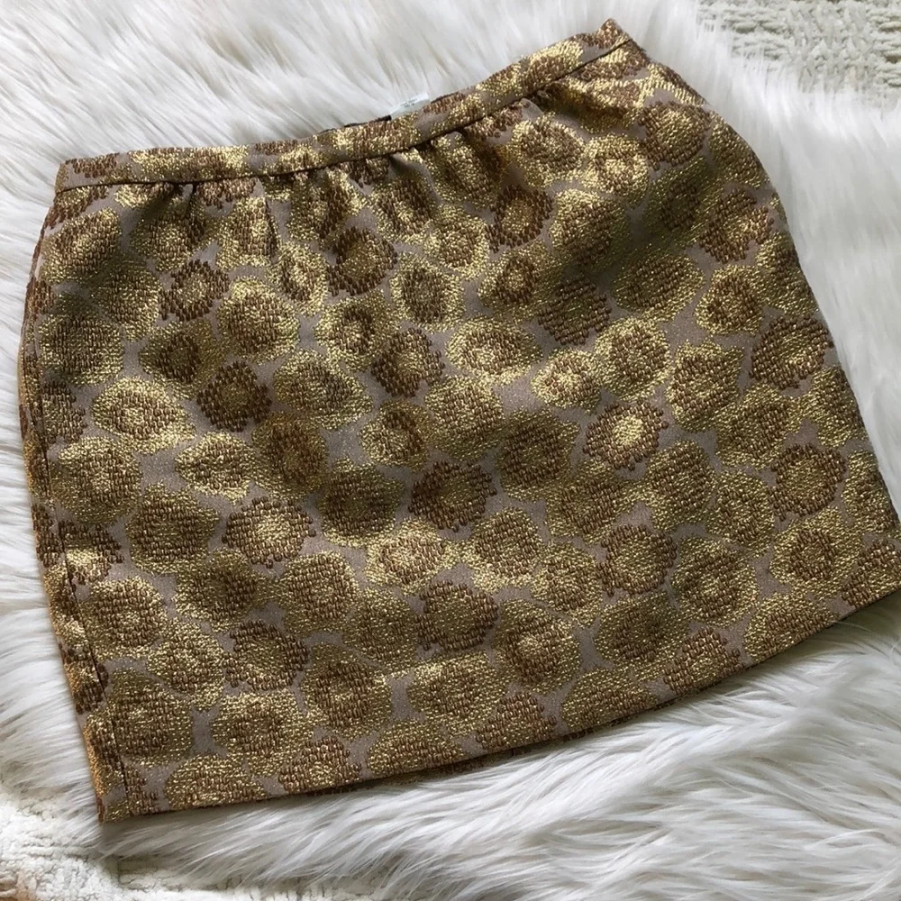 J. Crew Y2K Goldenrod Jacquard Mini Skirt 00